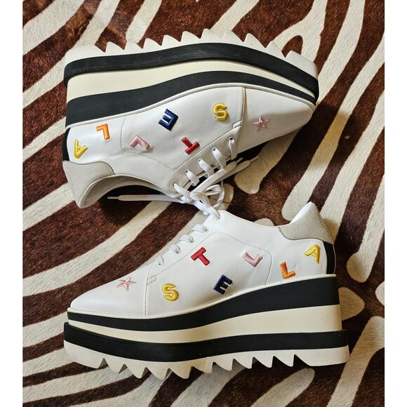 Stella McCartney Sneak-Elyse Monogram Platform Sneakers Sz 37.5 US 7.5 - Picture 3 of 11